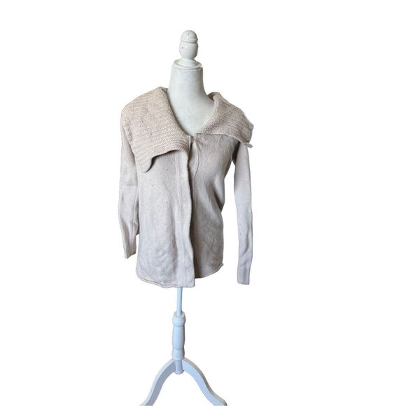 Escada assymetrical collar tan sweater with a spot size small - Picture 1 of 6